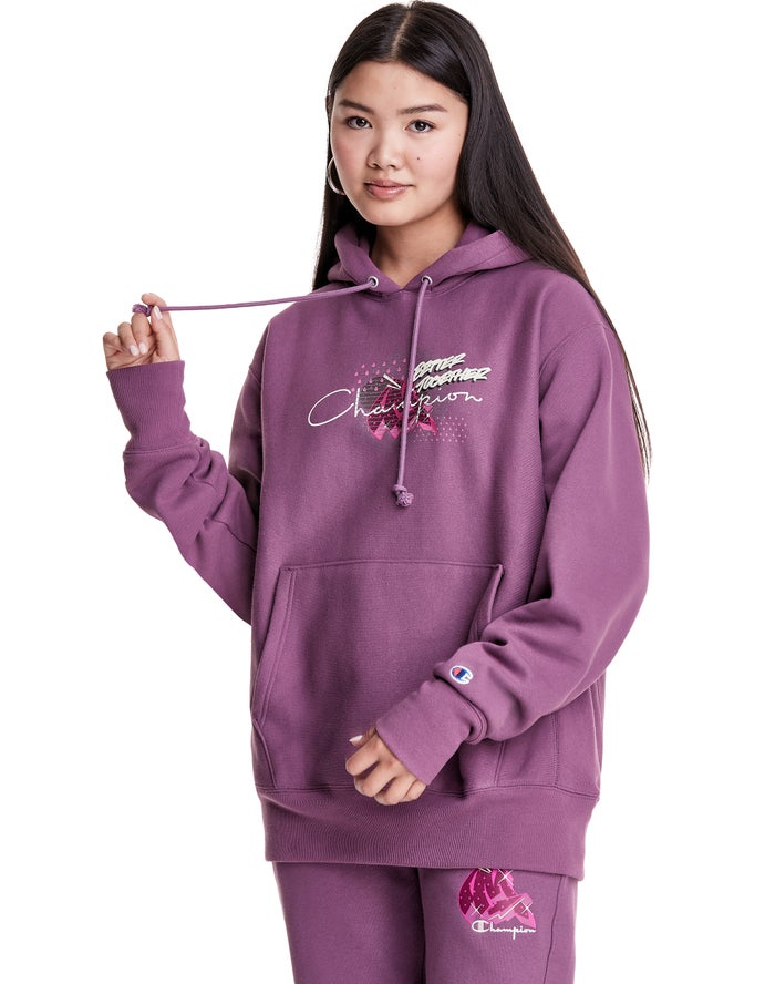 Champion Hoodie Dames - Paars - Merlot Artist Series Reverse Weave Boyfriend Better Together ( 94706